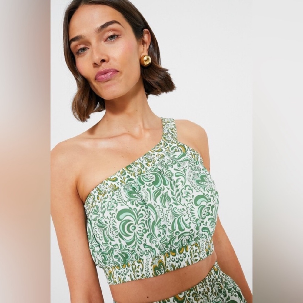 Tuckernuck Hyacinth House Green Floral‎ Gina Crop Top Size Large vacation beach